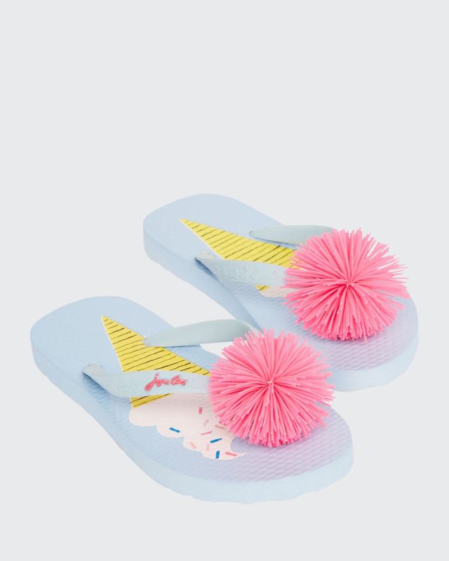 Girl's Ice Cream Printed Thong Sandals with Pompoms, Toddler/Kids